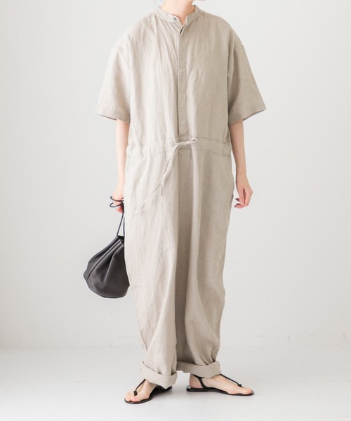 かぐれ（カグレ）の「リネンハーフスリーブオールインワン（サロペット