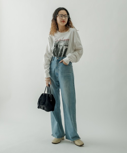 セール】カットオフワイドフレアデニム（デニムパンツ）｜mystic