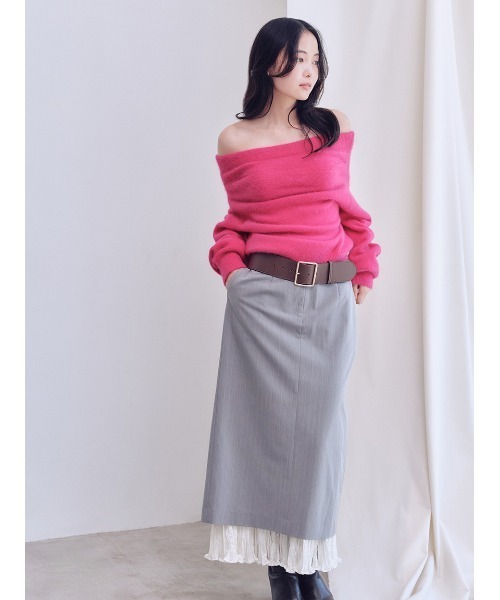 セール】【HIGH QUALITY】フォックスカシミヤオフショルプルオーバー