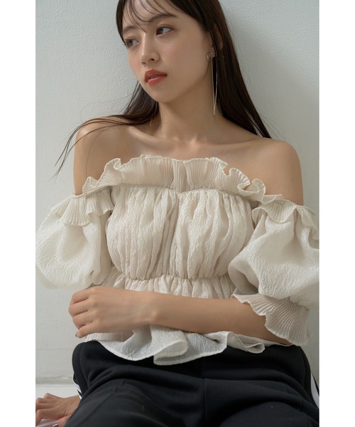 SNIDEL（スナイデル）の「ジャガードボリュームギャザーオフショル