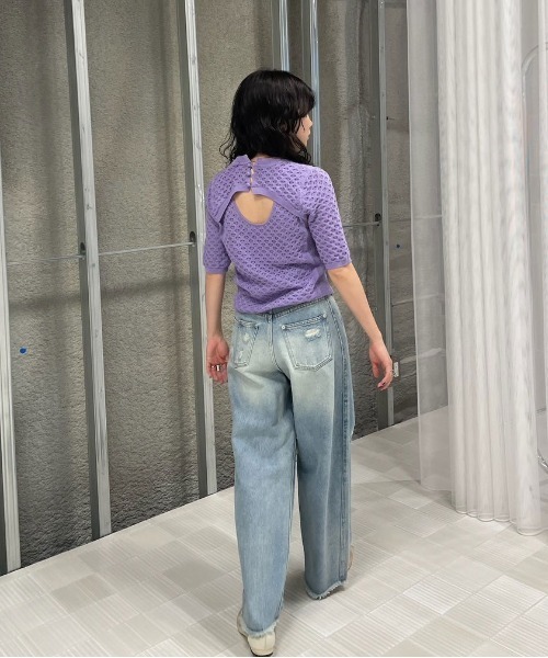 Ameri（アメリ）の「HEM FRINGE EGG DENIM PANTS（デニムパンツ）」 - WEAR