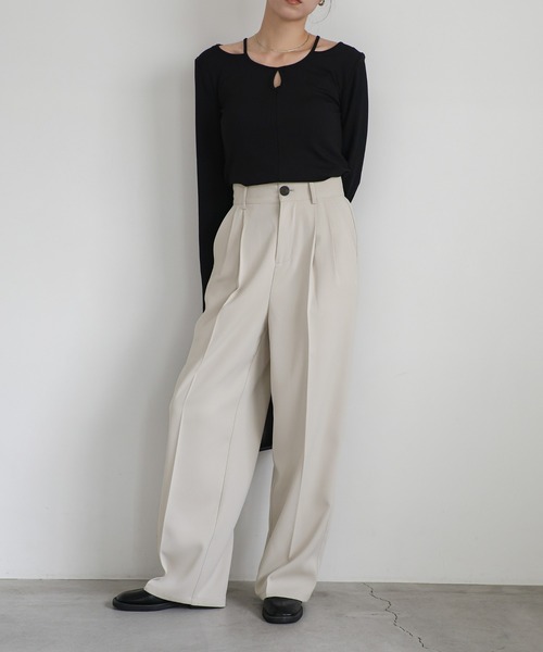セール】ハイウエストセンタープレススラックス（スラックス）｜select