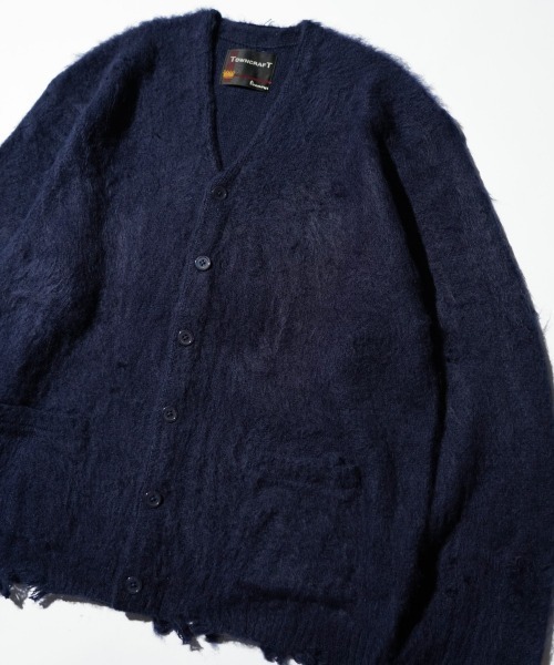 TOWNCRAFT / タウンクラフト DAMAGED SOLID SHAGGY CARDIGAN ダメージ