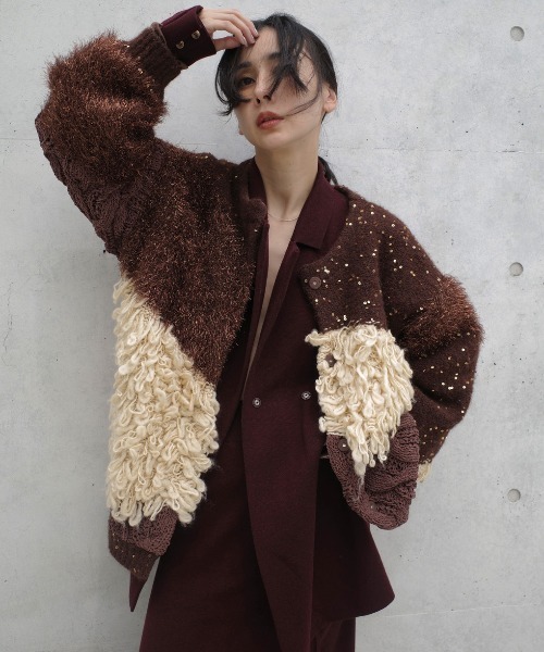 UND MIX YARN PATCHWORK KNIT CARDIGAN（カーディガン/ボレロ）｜Ameri