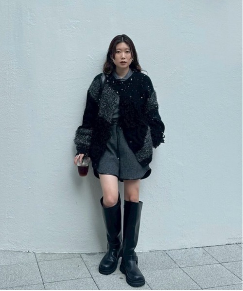 UND MIX YARN PATCHWORK KNIT CARDIGAN（カーディガン/ボレロ）｜Ameri