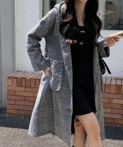 セール】秋冬服 千鳥柄チェック オーバーサイズ ドロップショルダー