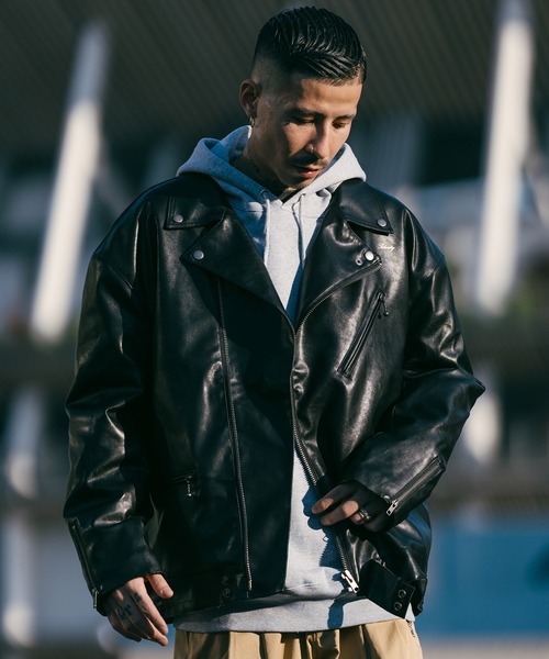 Subciety（サブサエティ）の「FAKE LEATHER RIDERS JKT（ライダース