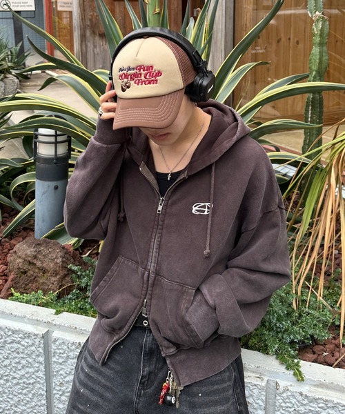 ADAMASTE（アダマスト）の「Double Zip-Up Short Hoodie - ダブル