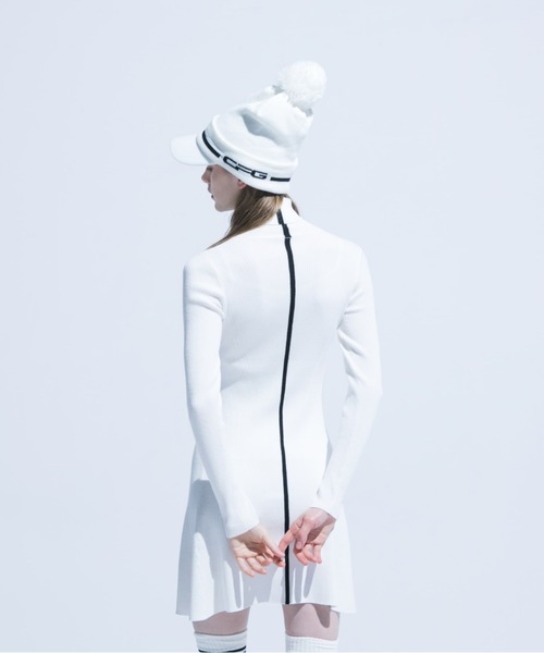 CPG GOLF（シーピージーゴルフ）の「High Neck Flare Knit Dress
