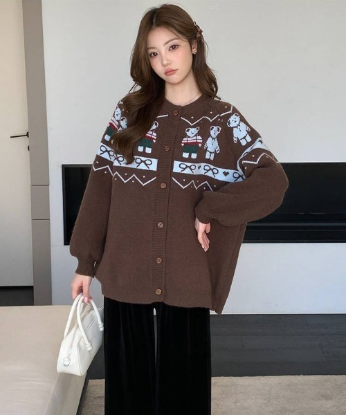 セール】【portulaca】クマニットカーデ（カーディガン/ボレロ）｜almo