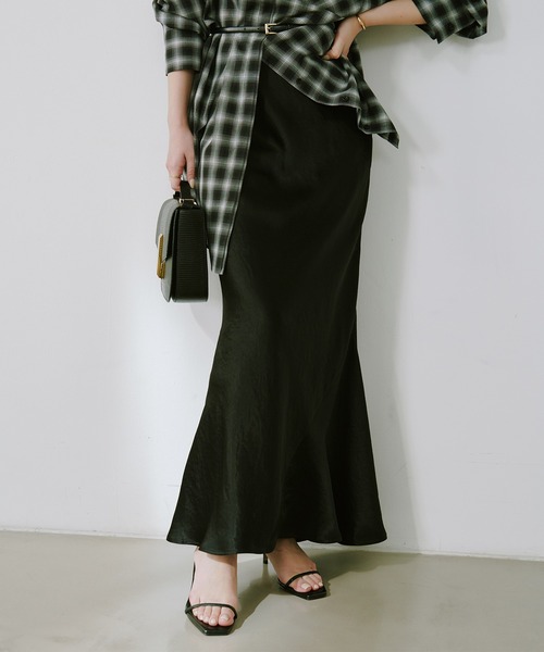 アセテートサテンナロースカート（スカート）｜anuans（アニュアンス