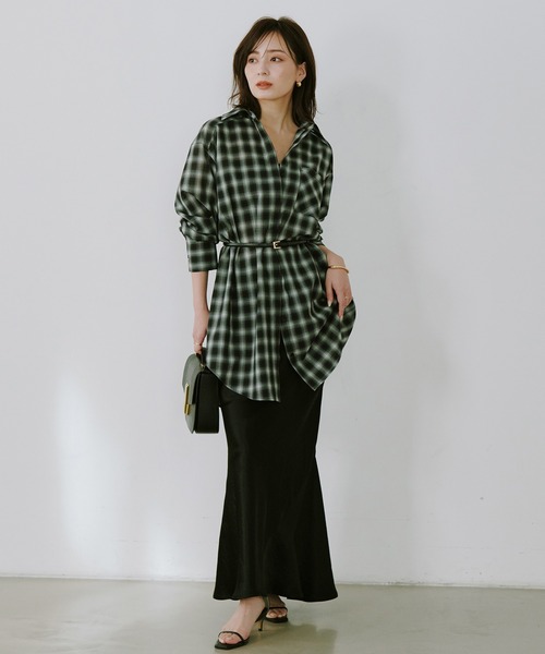 アセテートサテンナロースカート（スカート）｜anuans（アニュアンス