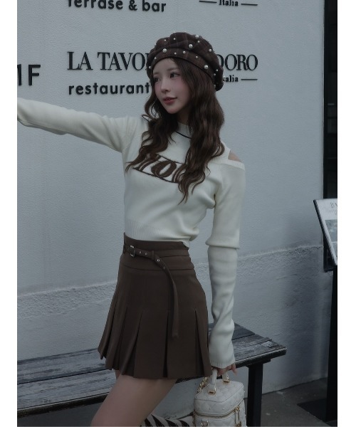 レイヤードライクロゴニットトップス（ニット/セーター）｜Darich