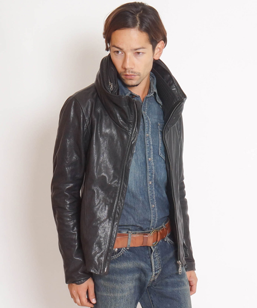 goa（ゴア）の「ゴートレザークロゼットフードジャケット（ライダース