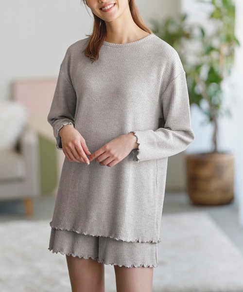 セール】ワッフルプルオーバー＆ハラマキ付温活ショートパンツセット