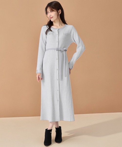 セール】2025秋冬新作 ツイードマーメイドニットワンピース