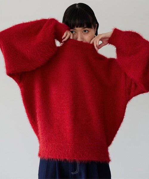 miette（ミエット）の「ﾓﾍﾔﾗｲｸﾊﾞﾙｰﾝｽﾘｰﾌﾞｼｬｷﾞｰﾆｯﾄ（ニット/セーター