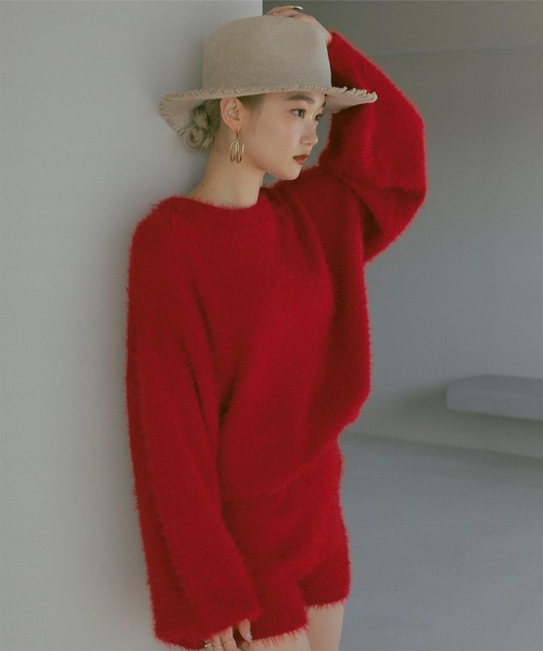 miette（ミエット）の「ﾓﾍﾔﾗｲｸﾊﾞﾙｰﾝｽﾘｰﾌﾞｼｬｷﾞｰﾆｯﾄ（ニット/セーター