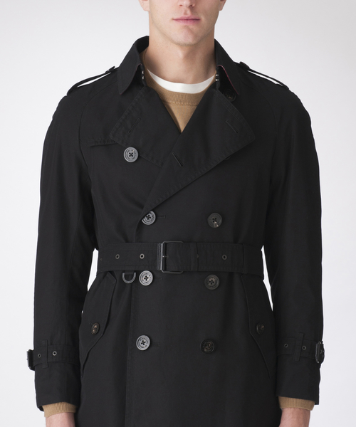 ブラックレーベル クレストブリッジ バイカラー レザーエルボ トレンチ