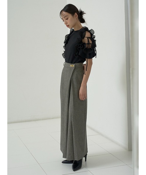 SNIDEL（スナイデル）の「プリーツフリルドッキングニットプルオーバー