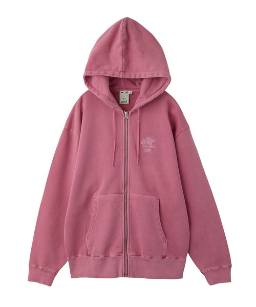 X-girl（エックスガール）の「MIX LOGO & FACE FADED ZIP UP SWEAT