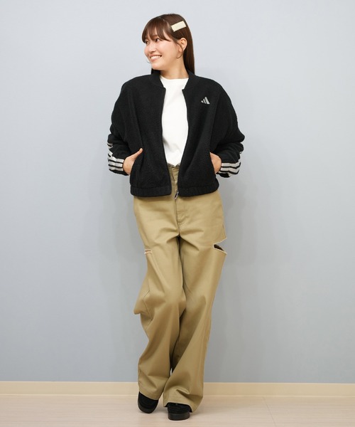 セール】adidas/アディダス ボアショートジャケット/スリーストライプ