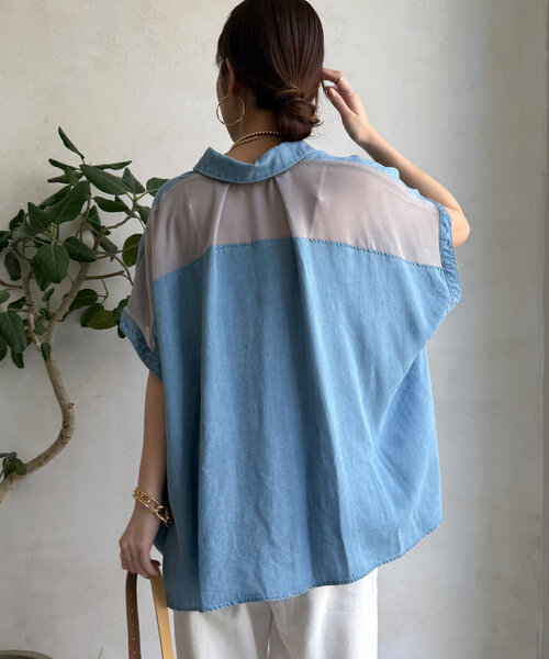 セール】リヨセルデニムバック切替シャツ（シャツ/ブラウス）｜DouDou