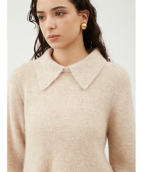 Mila Owen（ミラオーウェン）の「衿付きペプラムニットプルオーバー