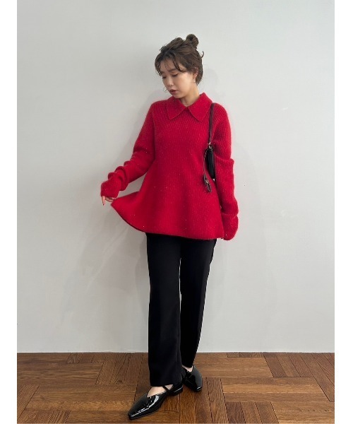 Mila Owen（ミラオーウェン）の「衿付きペプラムニットプルオーバー