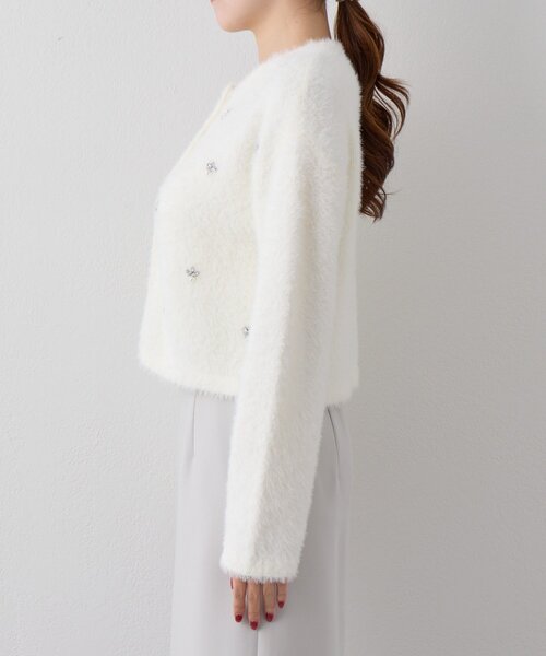 セール】【今すぐお届け！】フェザーヤーンビジュー刺繍ジャケット