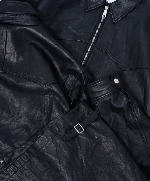 セール】UPCYCLE LETHER BLOUSON / アップサイクルレザーブルゾン