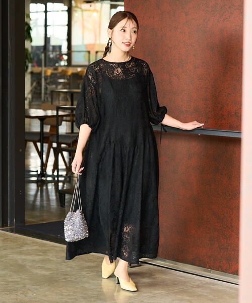 セール】限定展開 レース切り替えフレアワンピース（ワンピース