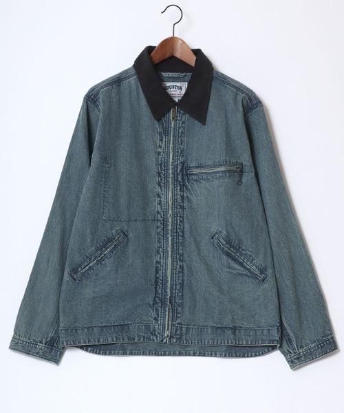 セール】HOUSTON/ヒューストン Denim Zip Work Jacket/オーバーサイズ