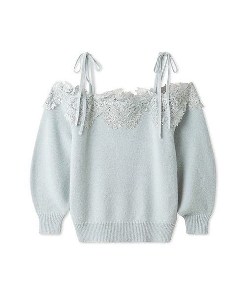 SNIDEL（スナイデル）の「レーストリミングオフショルプルオーバー