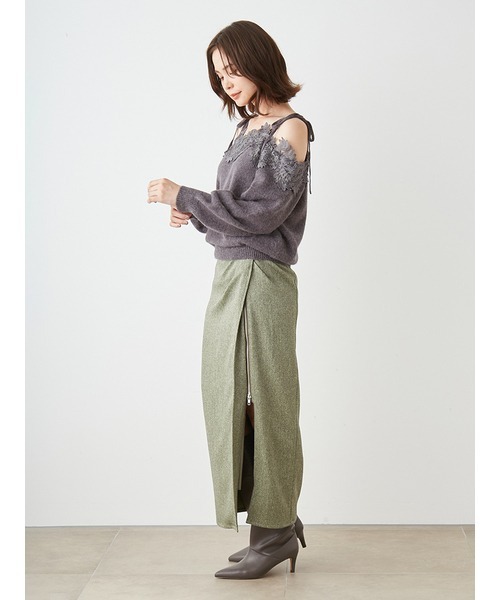 SNIDEL（スナイデル）の「レーストリミングオフショルプルオーバー