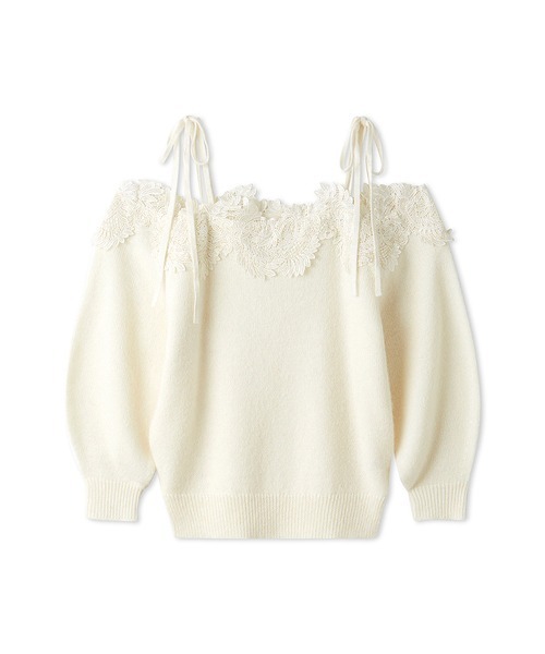 SNIDEL（スナイデル）の「レーストリミングオフショルプルオーバー