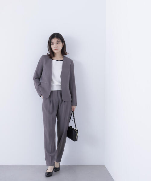 セール】◇ストレッチツイルセットアップシリーズ ノーカラー