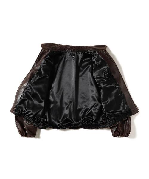 ワイドショートフィット ゴートレザー ジップブルゾン（ブルゾン