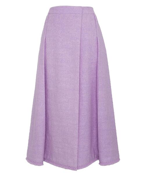 Drawer（ドゥロワー）の「Drawer ツイードフリンジラップスカート