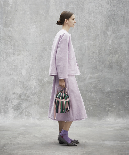 Drawer（ドゥロワー）の「Drawer ツイードフリンジラップスカート