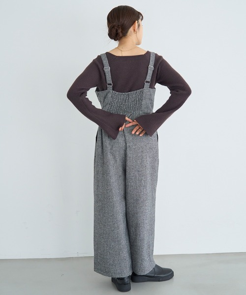 再生産】千鳥柄 ツイードサロペット【585087】（サロペット