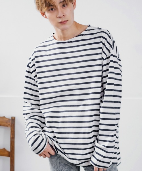 セール】【improves】ボーダー ボートネック 長袖 バスクシャツ（T