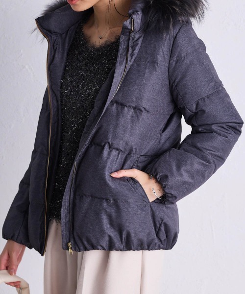 セール】リアルファー付ショート丈ダウンコート（ダウンジャケット