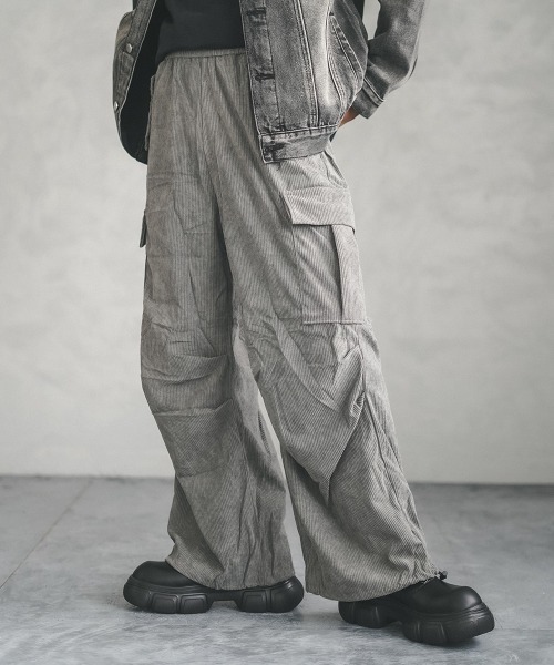 セール】knee tuck corduroy cargo pants / ニータックコーデュロイ