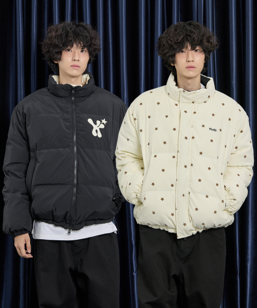 スターロゴリバーシブルコーデュロイショートパディングアイボリー