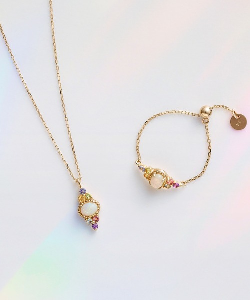 K10イエローゴールド オパール チェーンリング（リング）｜va vendome