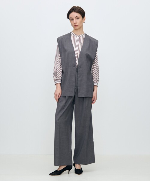 セール】ラメグレー タックワイドパンツ（スラックス）｜TOMORROWLAND