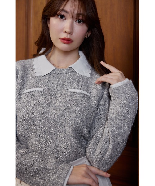 Petal-Edge Collar Knit Top（ニット/セーター）｜Her lip to（ハー