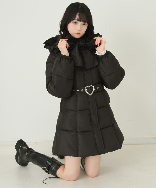 ビッグボウタイリボンAラインフェイクダウンコート【中綿】（その他