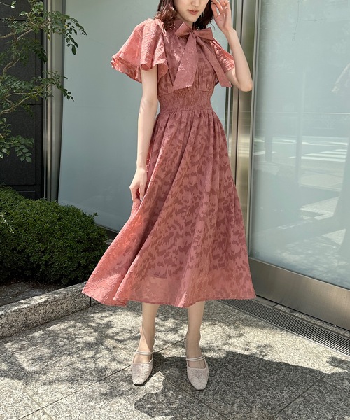 NOMAE（ノーマエ）の「フレアスリーブリボンタイワンピース